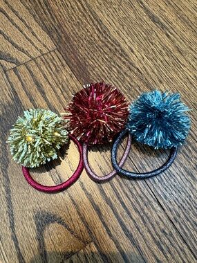 Crewcuts tinsel Pom Pom hair ties